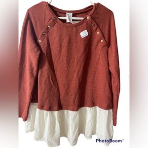 NWT Time and Tru Rust Maternity Sweater with Gold Functioning Buttons (S)